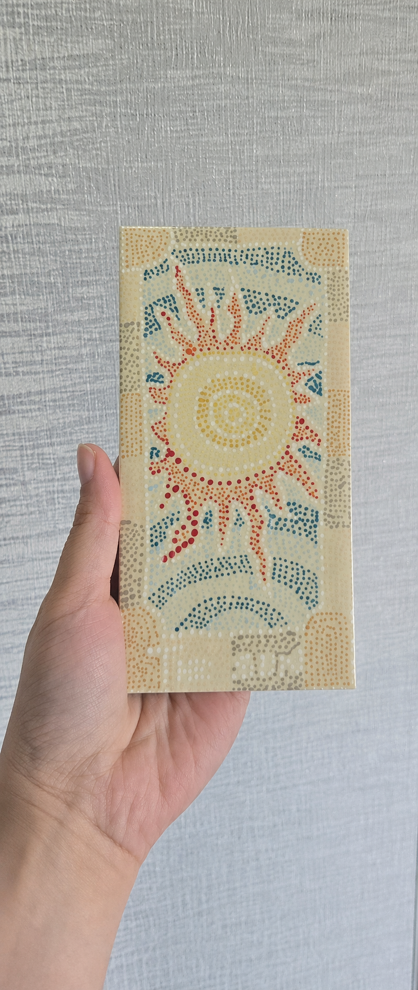 Hand Painted "The Sun" Ceramic Tile – Dot Art Tarot Inspired Wall Decor