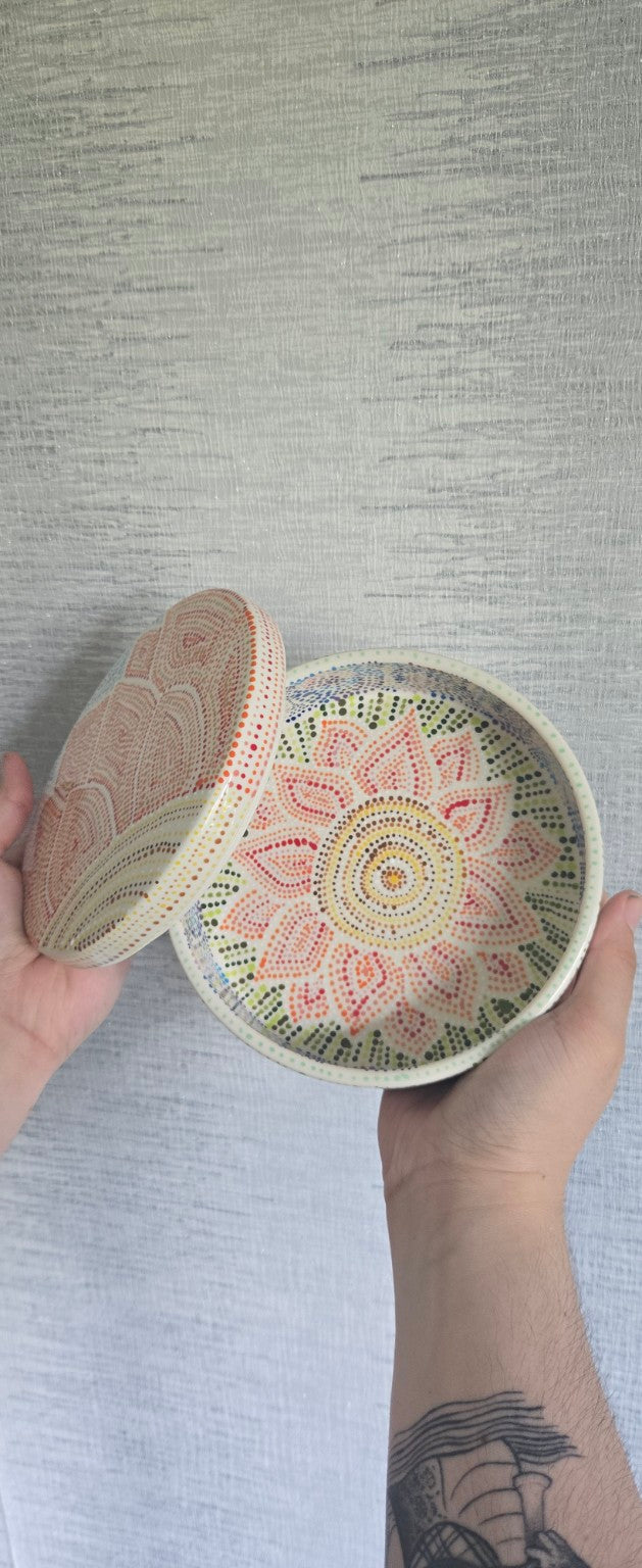 Hand Painted Ceramic Trinket Box – Sunflower Dot Art
