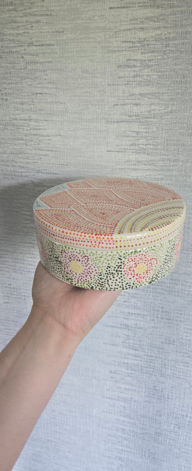 Hand Painted Ceramic Trinket Box – Sunflower Dot Art