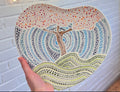 Hand Painted Heart Ceramic Plate – Dot Art Landscape